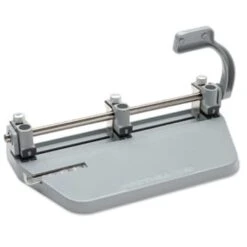 Skilcraft Adjustable Medium-Duty Three-Hole Punch, 1/4 Holes, Gray
