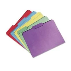 Skilcraft Recycled File Folders, 1/3-Cut 1-Ply, Letter, Assorted, Pack Of 100