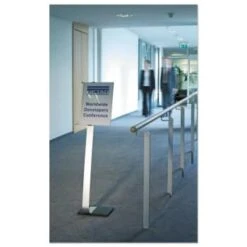 Durable Info Sign Duo Floor Stand Tabloid-Size Inserts 15 X 50 Clear -Print And File 229119 BackView Lg