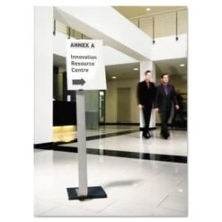 Durable Info Sign Duo Floor Stand Tabloid-Size Inserts 15 X 50 Clear -Print And File 229119 LeftView Lg