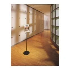 Durable Sherpa Infobase Sign Stand Acrylic/metal 40" To 60" High Gray -Print And File 229167 RightView Lg