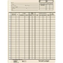 Tenant Ledger Card, Package Of 100