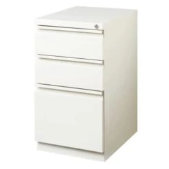 Hirsh 20" Deep Mobile Pedestal File Cabinet, 3 Drawer Bbf, Letter Width, White -Print And File 287425 LeftView Lg