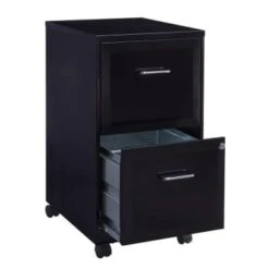 Space Solutions 18" Deep 2 Drawer Mobile Letter Width Vertical File Cabinet, Black -Print And File 287898 DetailedProductView1 Lg