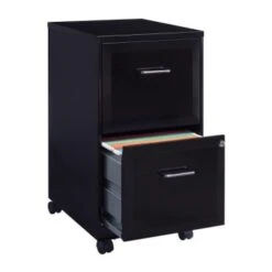 Space Solutions 18" Deep 2 Drawer Mobile Letter Width Vertical File Cabinet, Black -Print And File 287898 DetailedProductView2 Lg