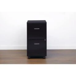 Space Solutions 18" Deep 2 Drawer Mobile Letter Width Vertical File Cabinet, Black -Print And File 287898 DetailedProductView5 Lg