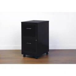 Space Solutions 18" Deep 2 Drawer Mobile Letter Width Vertical File Cabinet, Black -Print And File 287898 DetailedProductView6 Lg