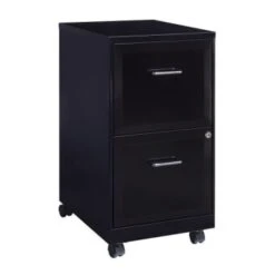 Space Solutions 18" Deep 2 Drawer Mobile Letter Width Vertical File Cabinet, Black -Print And File 287898 RightView Lg