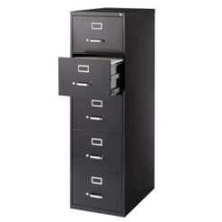 Hirsh 26.5" Deep 5 Drawer Legal Width Commercial Vertical File Cabinet, Black -Print And File 287935 DetailedProductView2 Lg