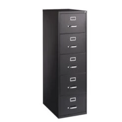 Hirsh 26.5" Deep 5 Drawer Legal Width Commercial Vertical File Cabinet, Black