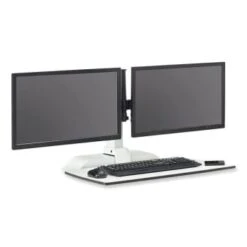Safco Soar™ Electric Desktop Sit/stand Dual Monitor Arm, For 27" Monitors, White -Print And File 297512 BottomView Lg