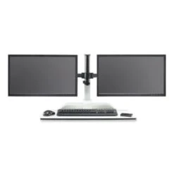 Safco Soar™ Electric Desktop Sit/stand Dual Monitor Arm, For 27" Monitors, White -Print And File 297512 TopView Lg