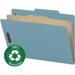 Smead® Pressboard Classification Folders, 1 Divider, Legal Size, Blue, Box Of 10