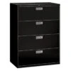 Hon® Black 4-Drawer 600 Series Lateral File 53-1/4 X 42 X 19-1/4inch -Print And File 738591 w MainProductImage BUS Lg
