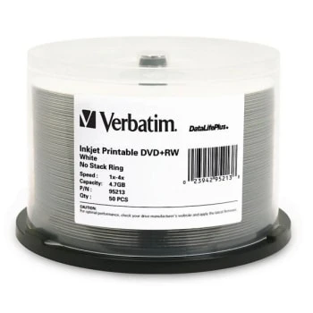 Verbatim® Datalifeplus White Dvd+rw Printable Disc Spindle 3 Verbatim® Datalifeplus White Dvd+rw Printable Disc Spindle