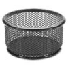 Lorell® Steel Mesh Round Paper Clip Holder, Black, 3-7/8" Diameter -Print And File 739127 w MainProductImage BUS Lg
