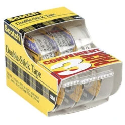 Scotch® Clear 665 Permanent Double-Sided Tape 1/2" X 21', Package Of 3