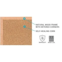 Ghent® Natural Cork Bulletin Board With Wood Frame, 3'h X 4'w -Print And File 981114 DetailedProductView2 Lg